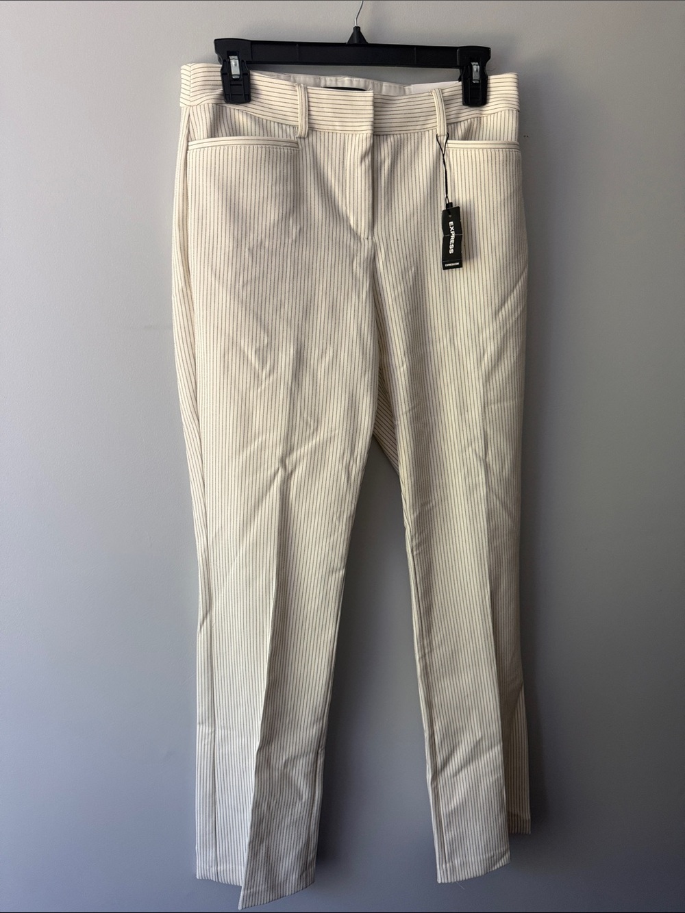 Express Cream Pinstripe Straight-Leg Pants
